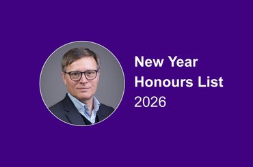 Head and shoulders photo of HSSIB Chair, Ted Baker, against a royal purple background. Text reads: New Year Honours List 2026.