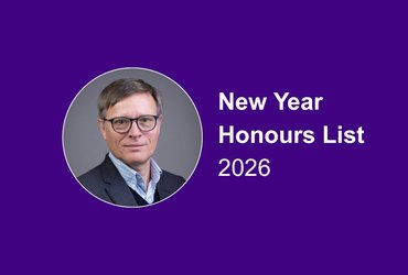 Head and shoulders photo of HSSIB Chair, Ted Baker, against a royal purple background. Text reads: New Year Honours List 2026.