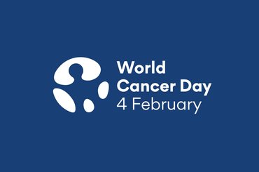 The World Cancer Day 2026 logo on a blue background.